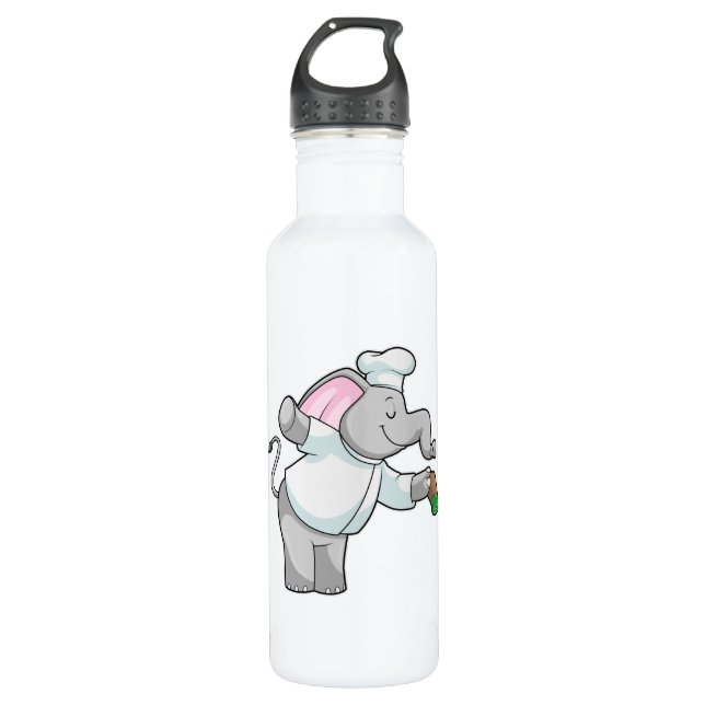 Elefant als Koch mit Salzstreuer Edelstahlflasche (Vorderseite)