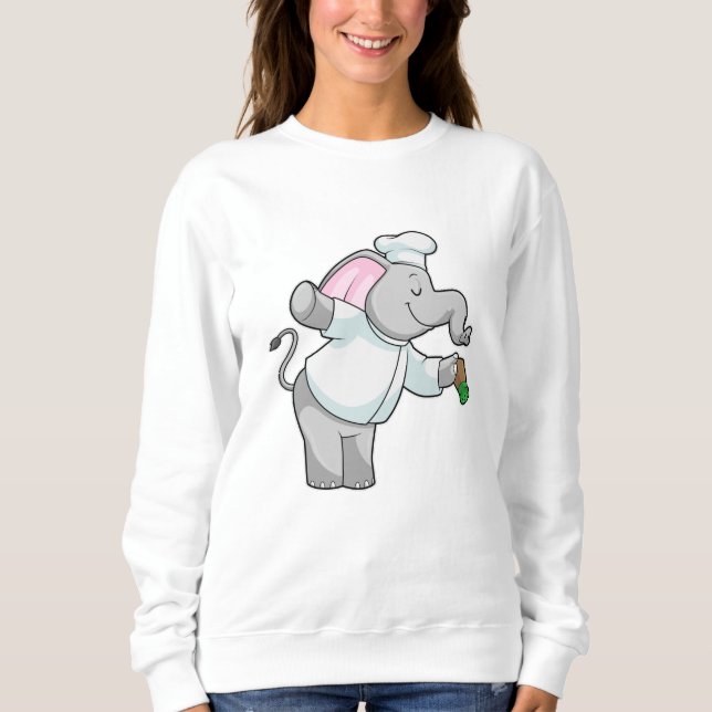 Elefant als Koch mit Salzstreuer Sweatshirt (Vorderseite)