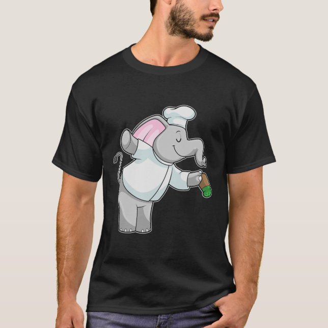 Elefant als Koch mit Salzstreuer T-Shirt (Vorderseite)