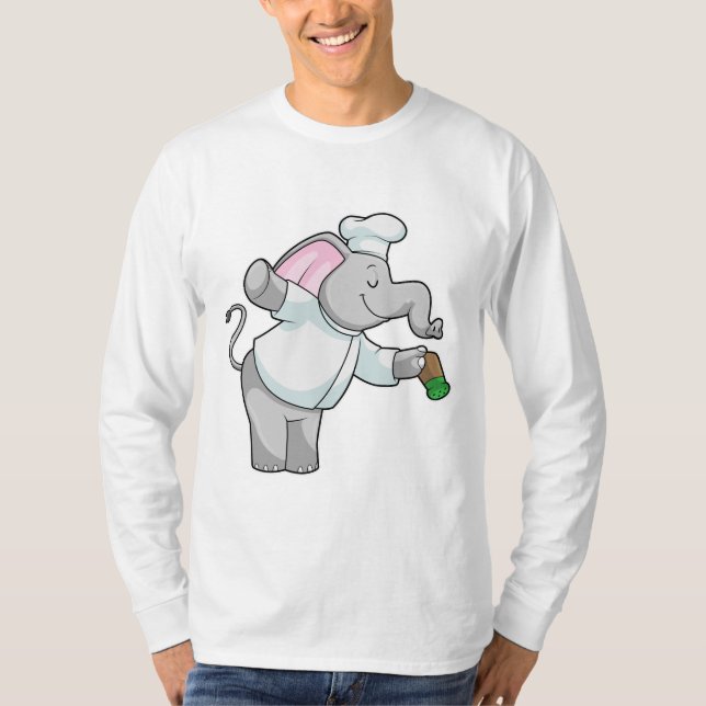 Elefant als Koch mit Salzstreuer T-Shirt (Vorderseite)