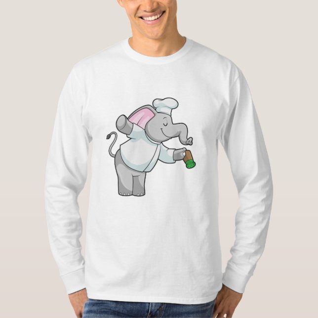 Elefant als Koch mit Salzstreuer T-Shirt (Vorderseite)