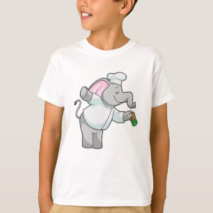 Elefant als Koch mit Salzstreuer T-Shirt