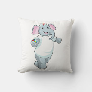 Elefant als Krankenschwester mit Medizin Kissen