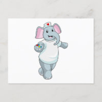 Elefant als Krankenschwester mit Medizin