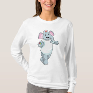 Elefant als Krankenschwester mit Medizin T-Shirt