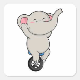 Elefant als Künstler bei Zirkus mit Reifen Quadratischer Aufkleber