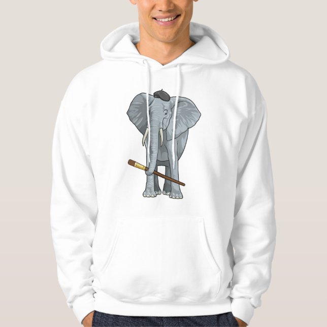 Elefant als Maler mit Pinsel Hoodie (Vorderseite)