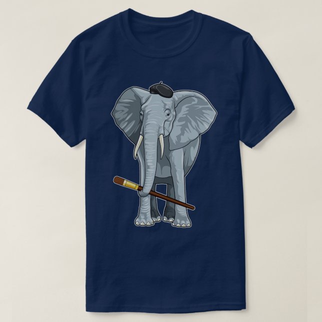 Elefant als Maler mit Pinsel T-Shirt (Design vorne)