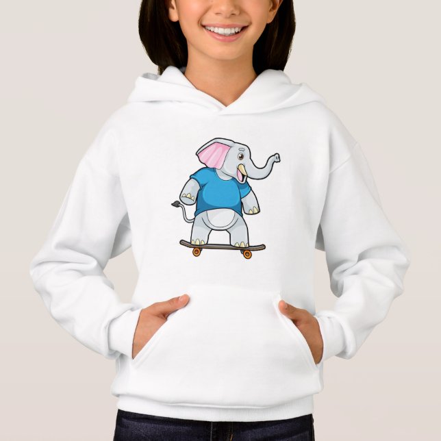 Elefant als Skater mit Skateboard Hoodie (Vorderseite)
