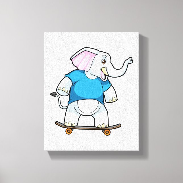 Elefant als Skater mit Skateboard Leinwanddruck (Vorderseite)