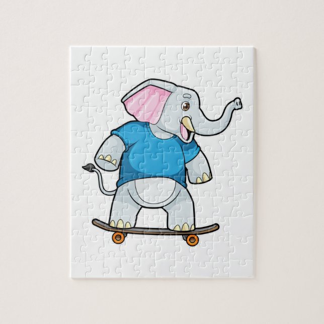 Elefant als Skater mit Skateboard Puzzle (Vertikal)