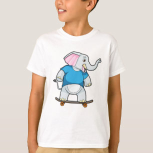 Elefant als Skater mit Skateboard T-Shirt