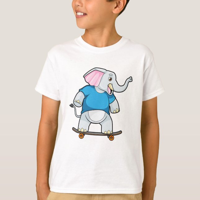 Elefant als Skater mit Skateboard T-Shirt (Vorderseite)