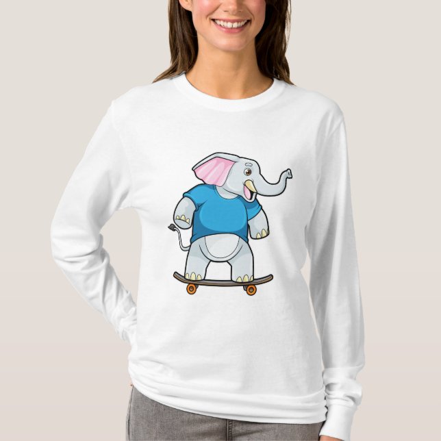 Elefant als Skater mit Skateboard T-Shirt (Vorderseite)