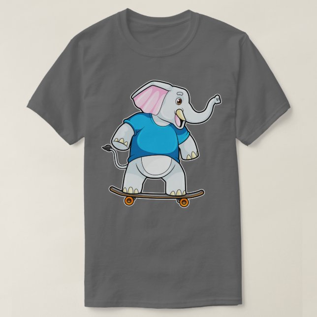 Elefant als Skater mit Skateboard T-Shirt (Design vorne)