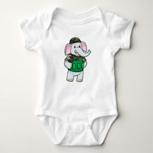 Elefant als Soldat mit Uniform & Helm Baby Strampler