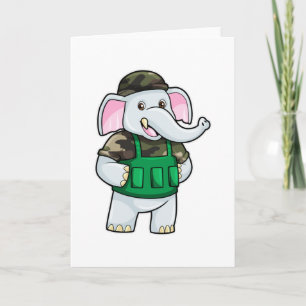 Elefant als Soldat mit Uniform & Helm Karte