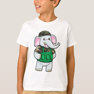 Elefant als Soldat mit Uniform & Helm T-Shirt