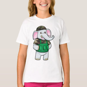 Elefant als Soldat mit Uniform & Helm T-Shirt