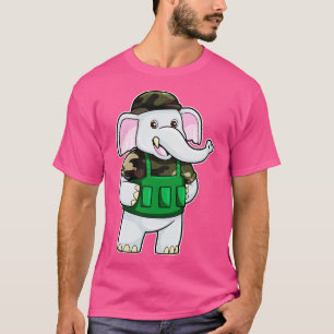 Elefant als Soldat mit Uniform Helm T-Shirt