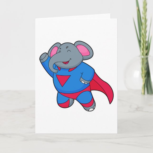 Elefant als Superheld Karte (Vorderseite)