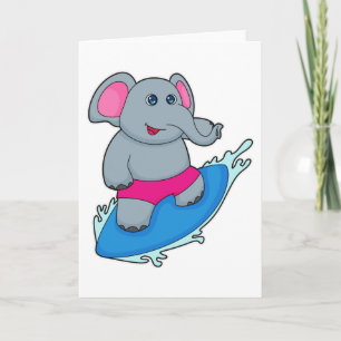 Elefant als Surfer mit Surfbrett Karte