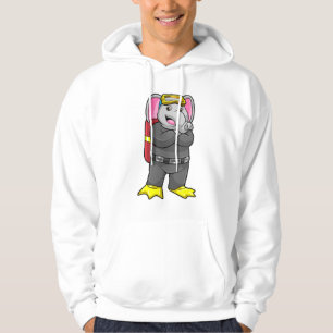 Elefant als Taucher mit Tauchbrille Hoodie