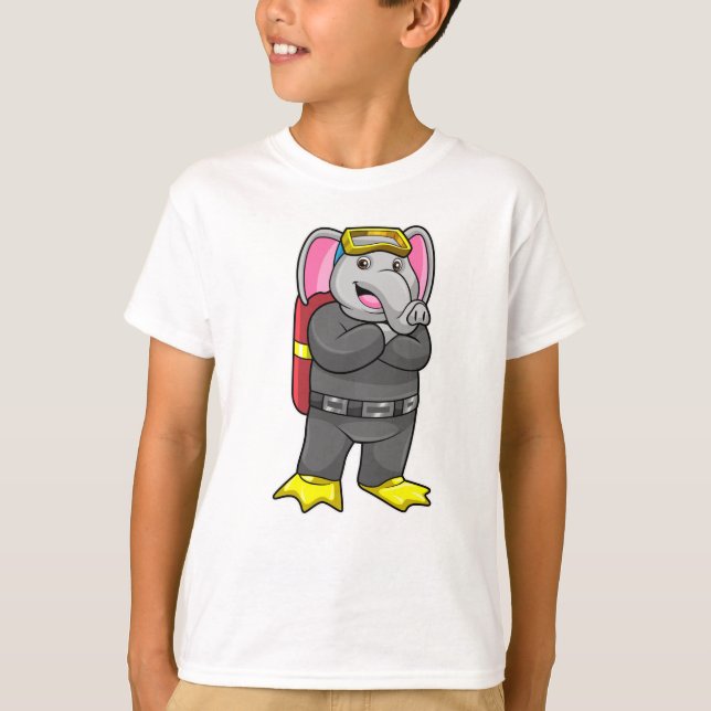 Elefant als Taucher mit Tauchbrille T-Shirt (Vorderseite)