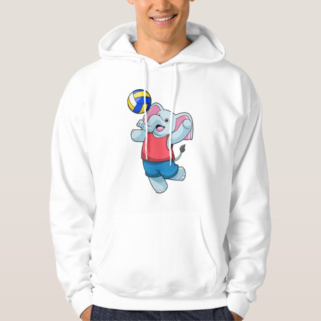 Elefant als Volleyballspieler mit Volleyball Hoodie (Vorderseite)