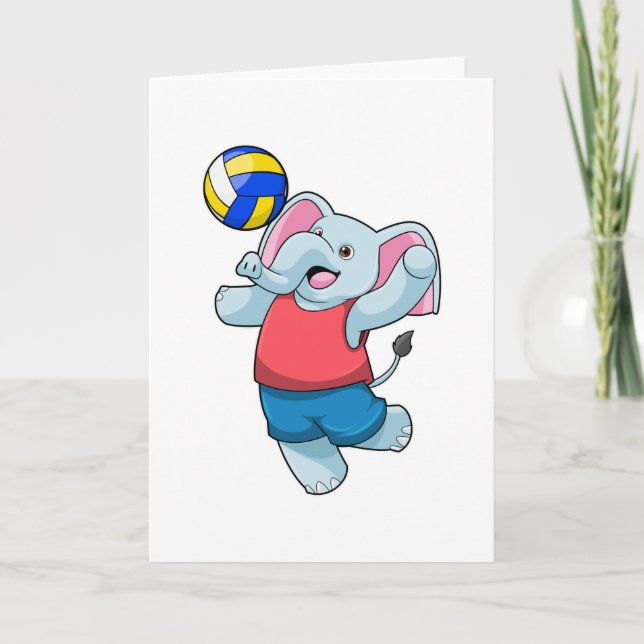 Elefant als Volleyballspieler mit Volleyball Karte (Vorderseite)