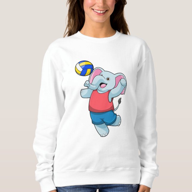 Elefant als Volleyballspieler mit Volleyball Sweatshirt (Vorderseite)