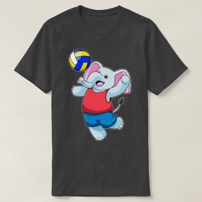 Elefant als Volleyballspieler mit Volleyball T-Shirt (Design vorne)