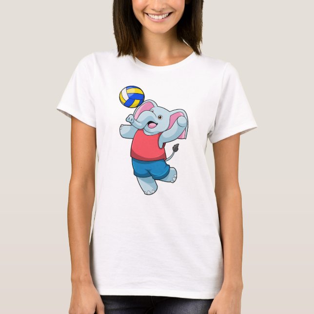 Elefant als Volleyballspieler mit Volleyball T-Shirt (Vorderseite)