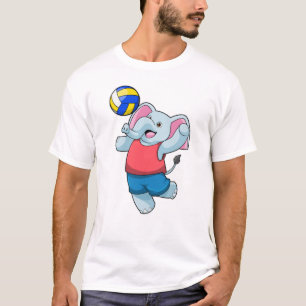 Elefant als Volleyballspieler mit Volleyball T-Shirt