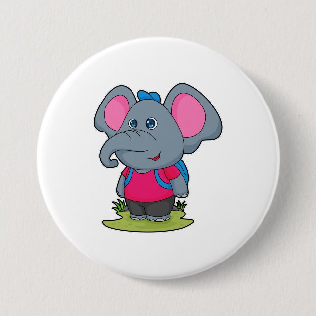 Elefant als Wiker mit Rucksack Button (Vorderseite)
