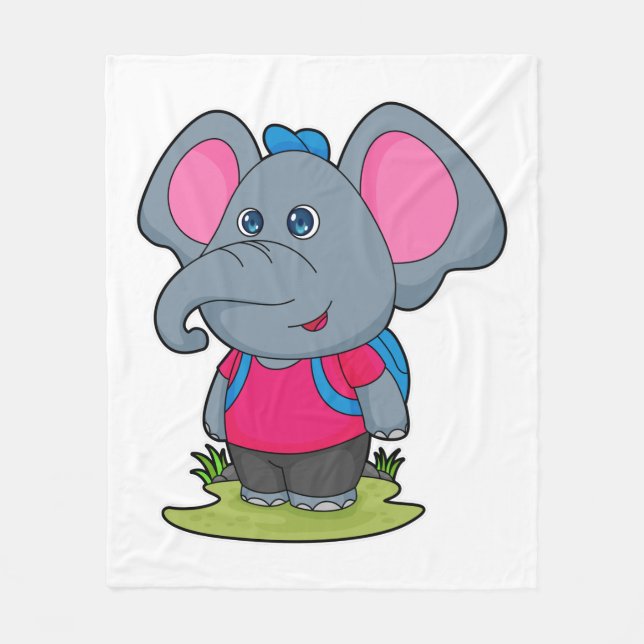 Elefant als Wiker mit Rucksack Fleecedecke (Vorderseite)