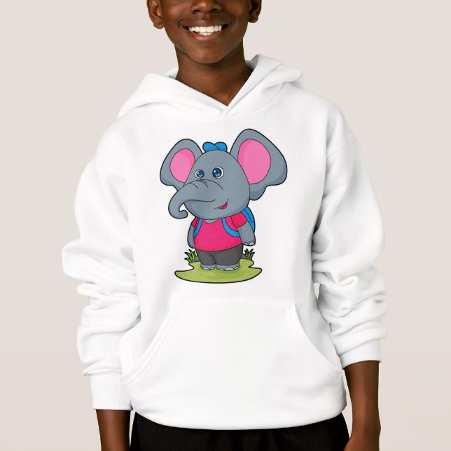 Elefant als Wiker mit Rucksack Hoodie (Vorderseite)