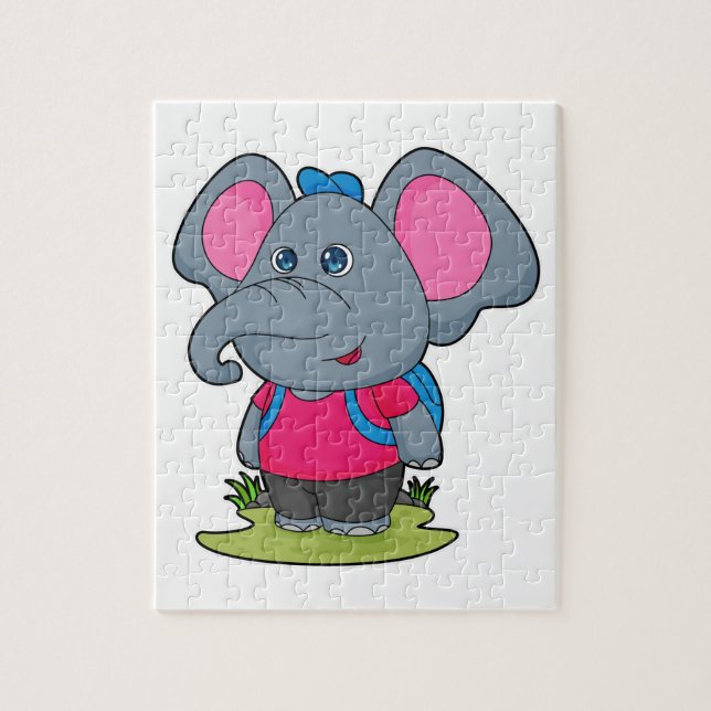 Elefant als Wiker mit Rucksack Puzzle (Vertikal)