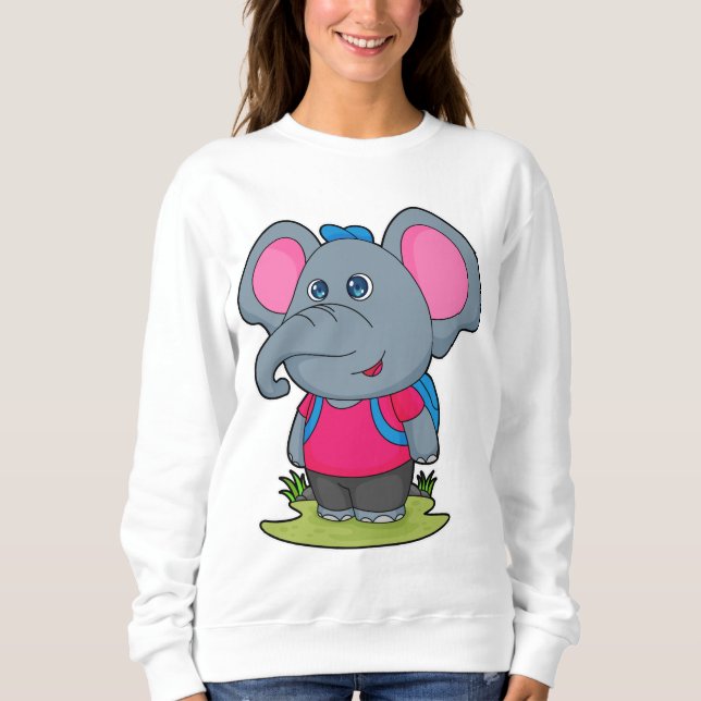 Elefant als Wiker mit Rucksack Sweatshirt (Vorderseite)