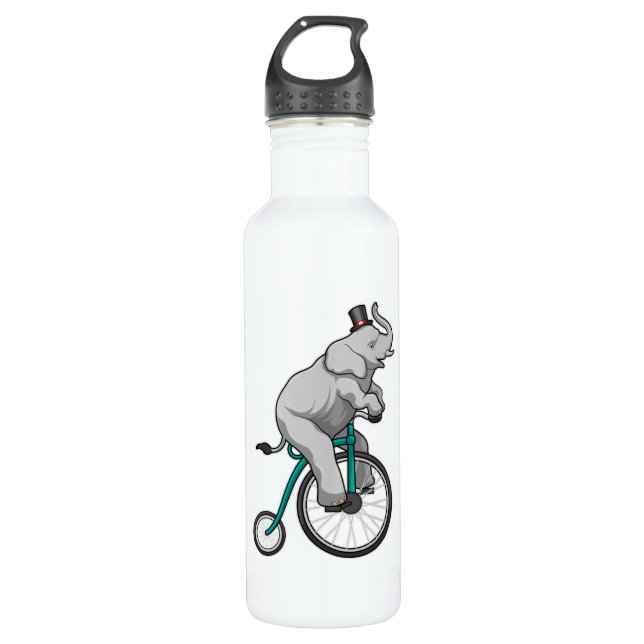 Elefant am Zirkus mit Fahrrad Edelstahlflasche (Vorderseite)