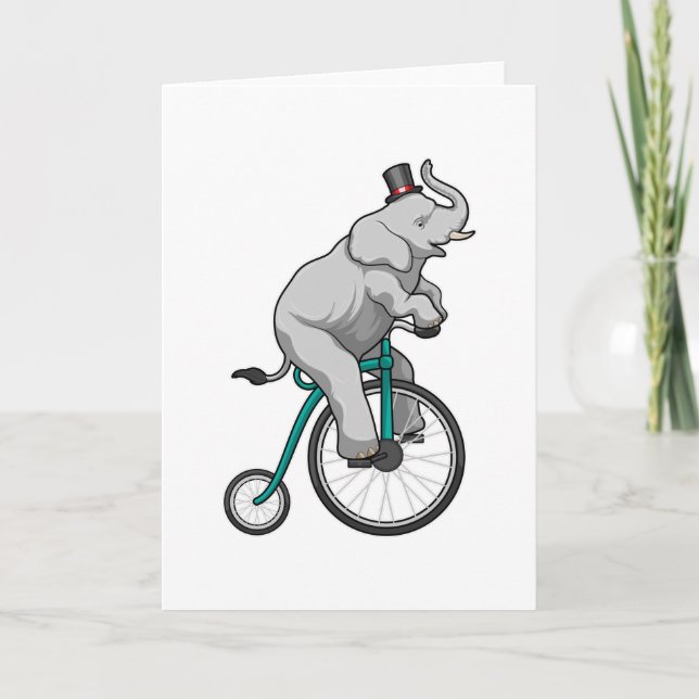 Elefant am Zirkus mit Fahrrad Karte (Vorderseite)