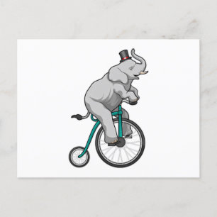 Elefant am Zirkus mit Fahrrad Postkarte