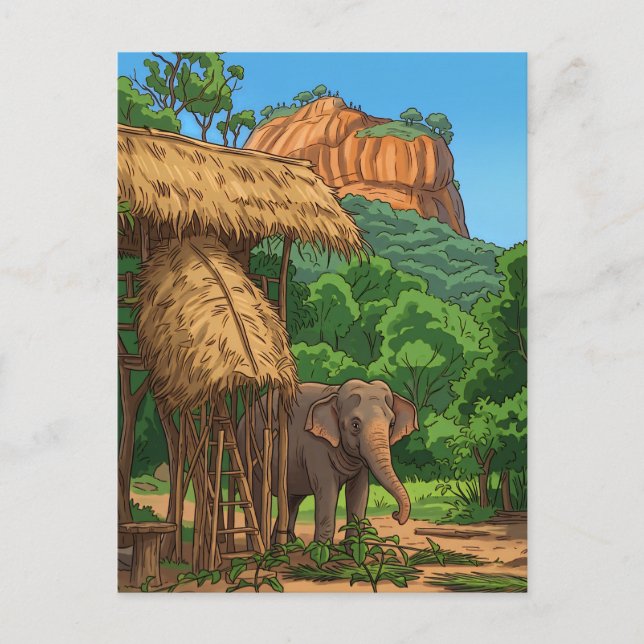 Elefant an Sigiriya Postkarte (Vorderseite)