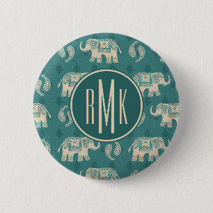 Elefant-aquamarines Wohnwagen-Muster des Button