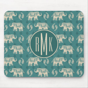 Elefant-aquamarines Wohnwagen-Muster des Mousepad