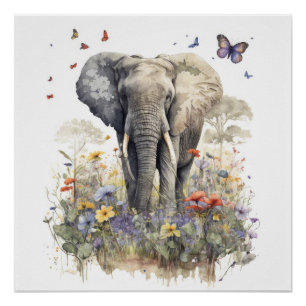 Elefant Aquarell Kunst Poster
