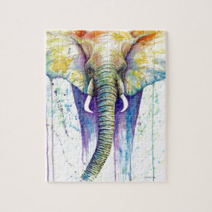 Elefant-Aquarellkunst Puzzle