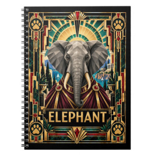 Elefant, Art Deco Wildlife Notizblock