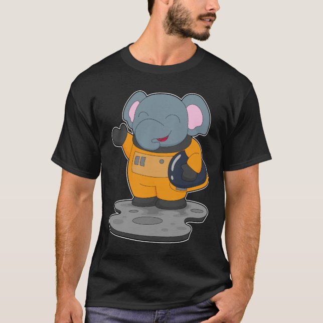 Elefant Astronaut Raum T-Shirt (Vorderseite)