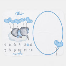 Elefant auf Cloud Personalisiert Boy Milestone